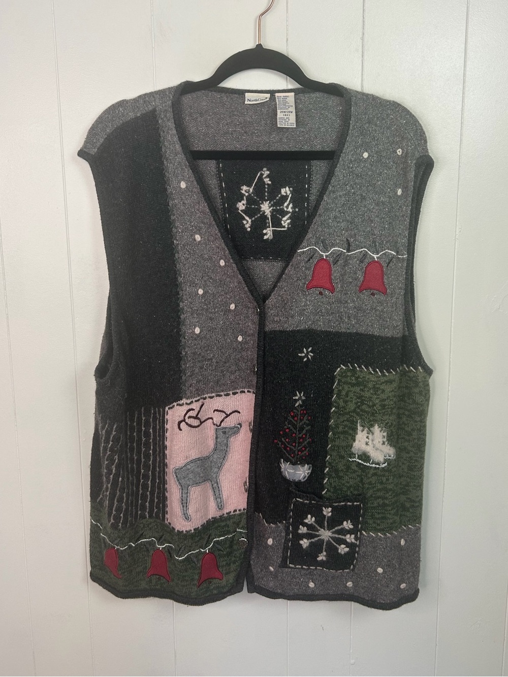 Vintage Christmas Sweater Vest Button up Womens Plus 4X Grandma Cottagecore 90s - Picture 2 of 11